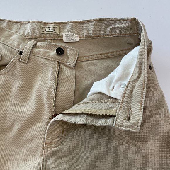 LL Bean Jeans Womens Size 6 Tall 6T Tan Beige Denim Straight Cotton Pants 0YQ95 - Picture 3 of 12